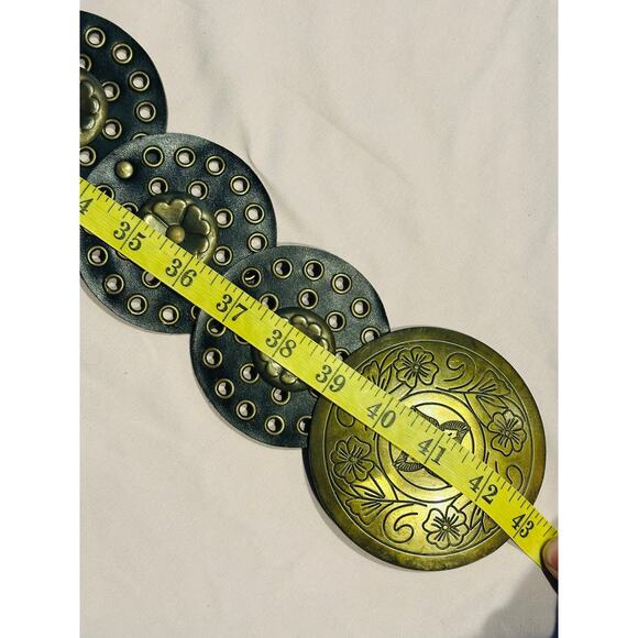 Brown Leather Concho Belt with Western Style Buckle Women's Fashion country chic - Picture 8 of 9